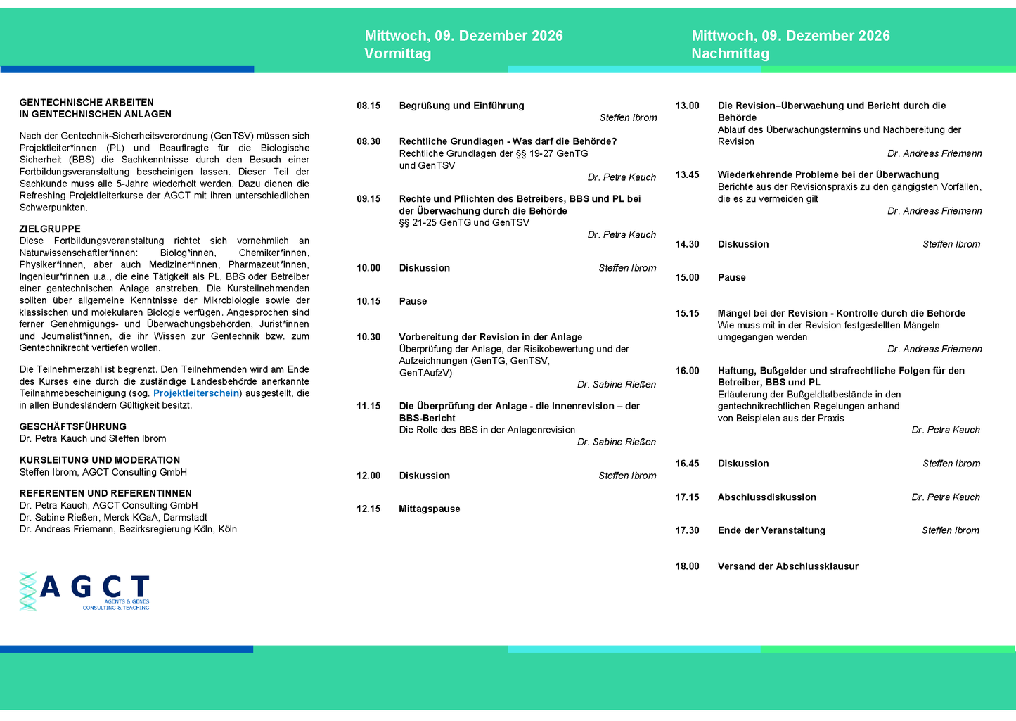 Wed. 09 December 2026 - AGCT Refresher Project Manager Course (Day Course)