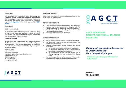 Fri. June 19, 2026 - AGCT Workshop Nagoya Protocol