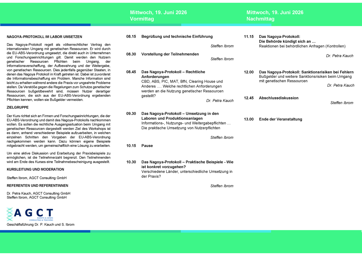 Fr. 19. Juni 2026 - AGCT Workshop Nagoya-Protokoll