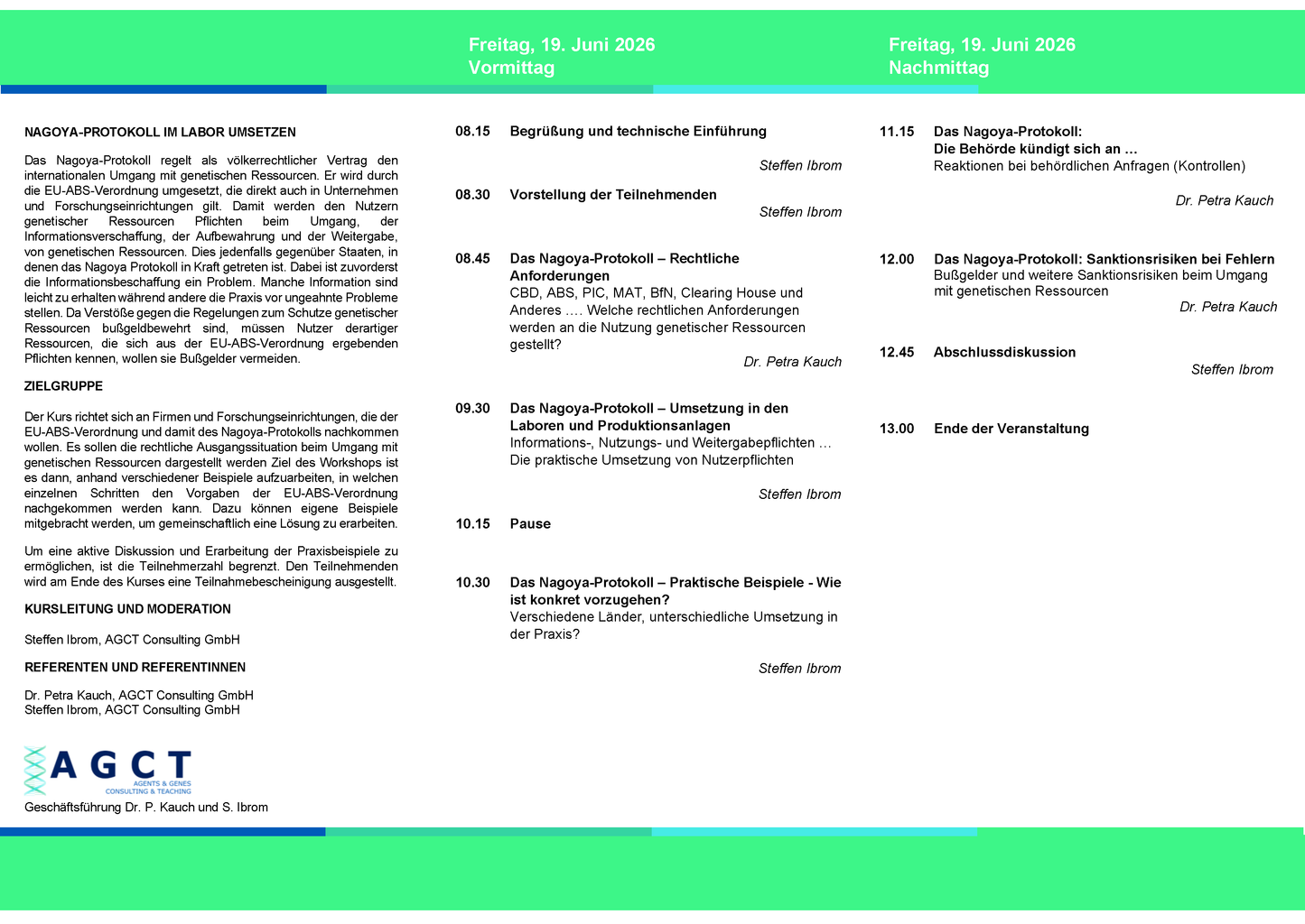 Fr. 19. Juni 2026 - AGCT Workshop Nagoya-Protokoll