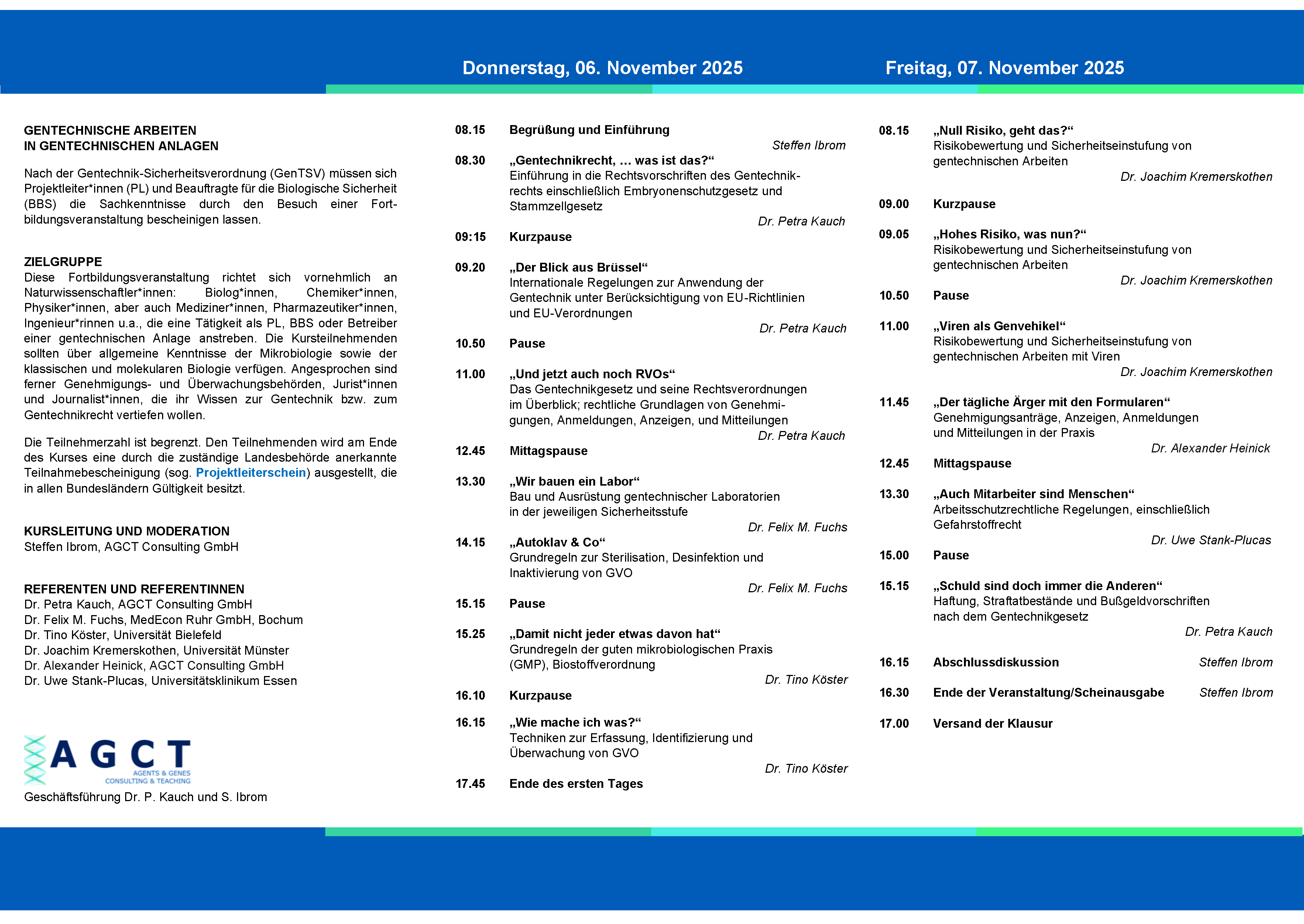 AGCT Projektleiterkurse (2-Tageskurse) – AGCT Consulting GmbH
