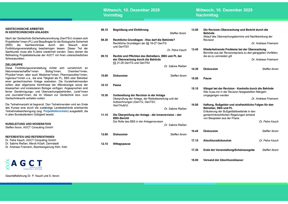 AGCT Refreshing-Projektleiterkurse (Tageskurse) – AGCT Consulting GmbH