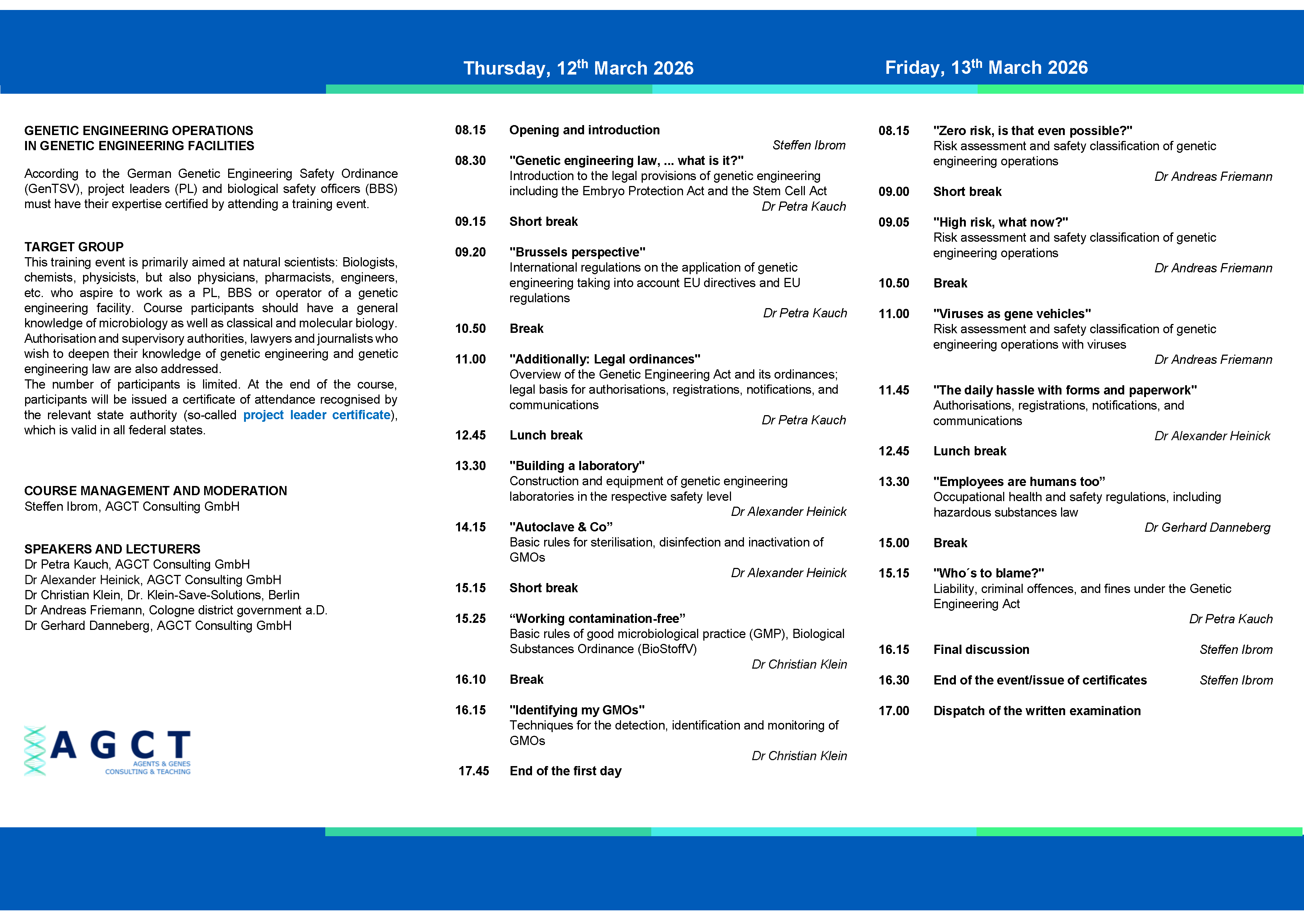 AGCT Projektleiterkurse (2-Tageskurse) – AGCT Consulting GmbH