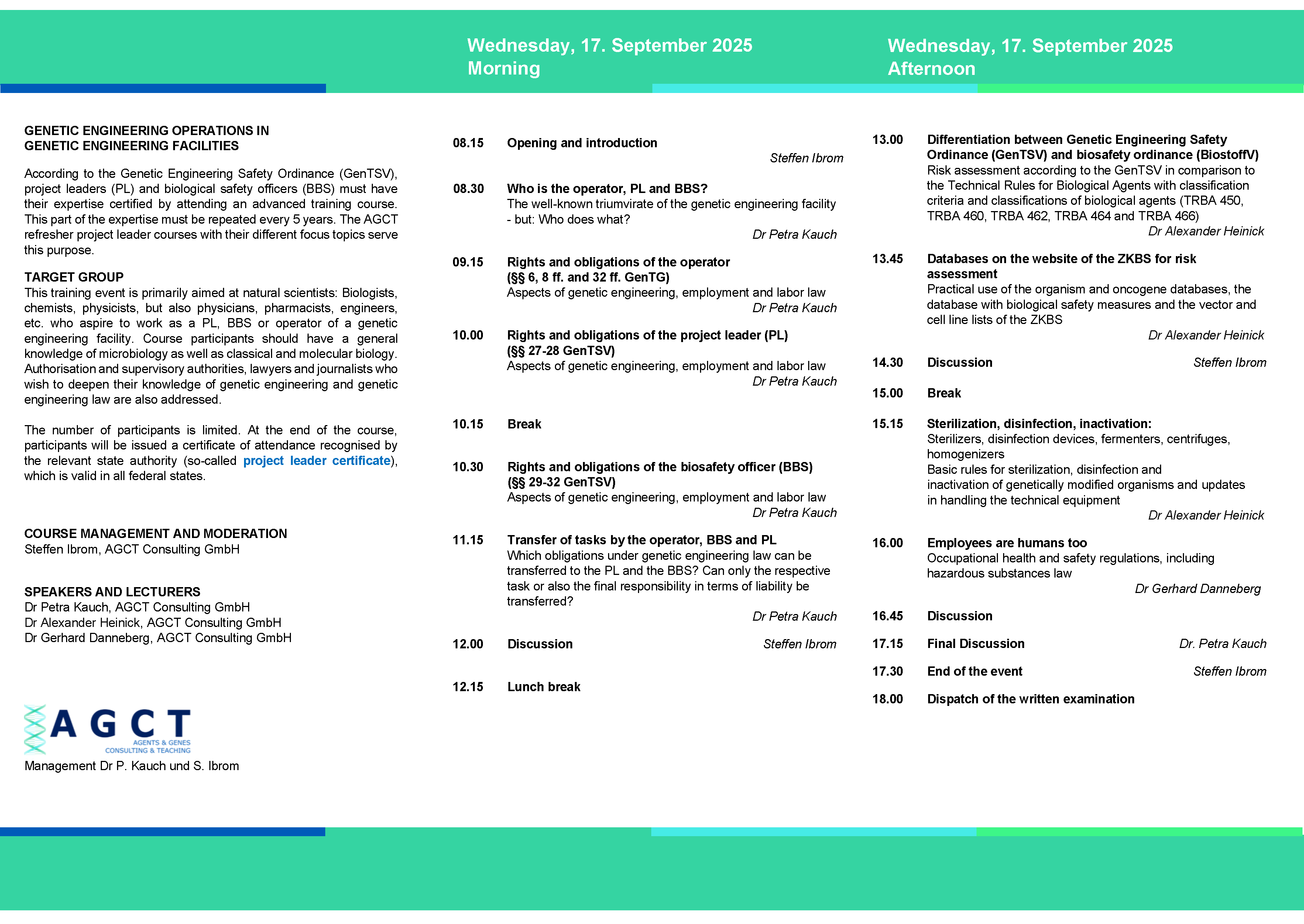 AGCT Refreshing-Projektleiterkurse (Tageskurse) – AGCT Consulting GmbH