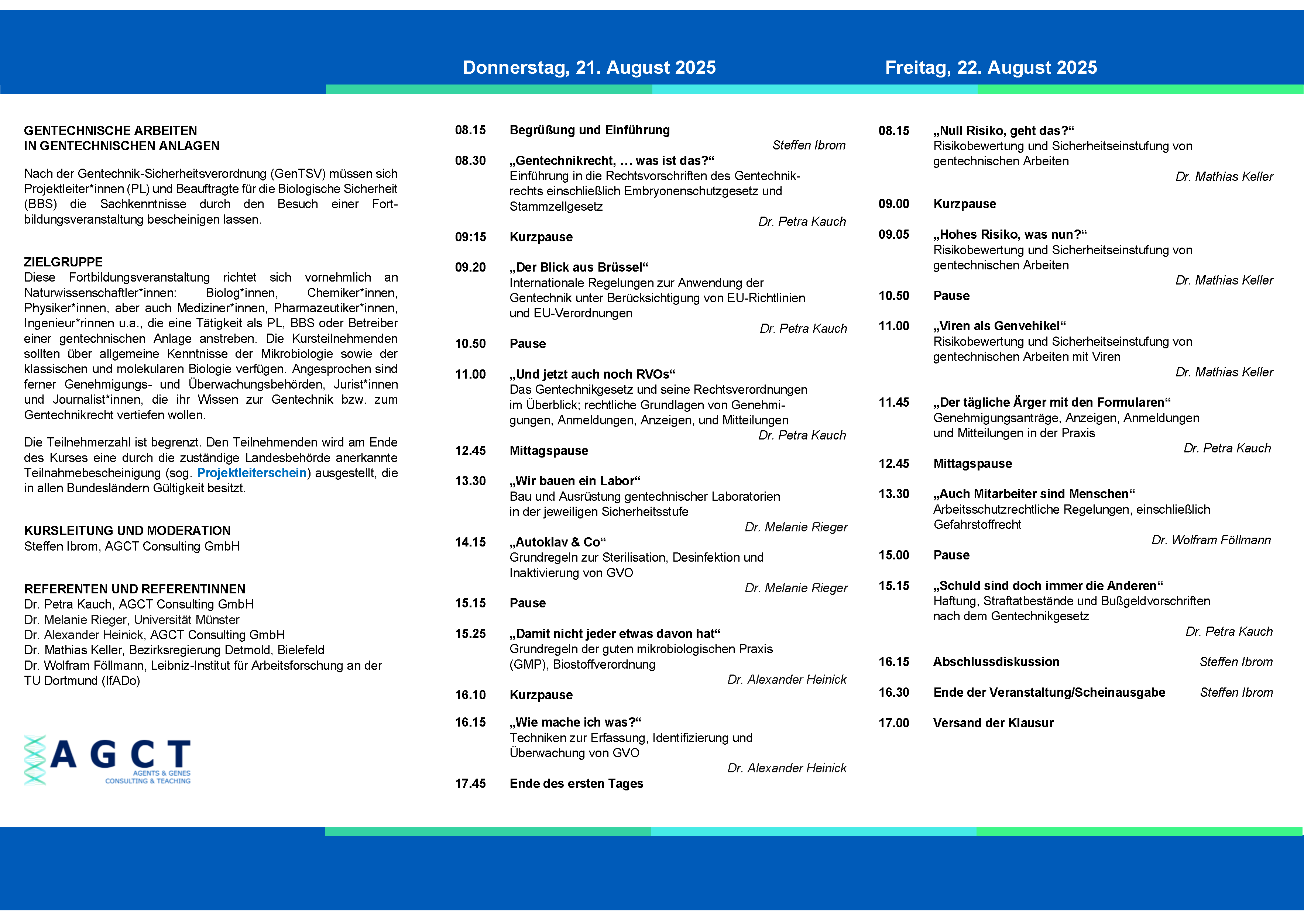 AGCT Projektleiterkurse (2-Tageskurse) – AGCT Consulting GmbH