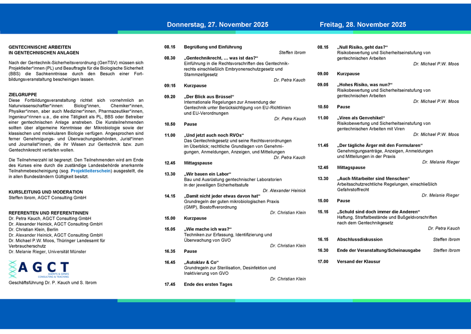 AGCT Projektleiterkurse (2-Tageskurse) – AGCT Consulting GmbH