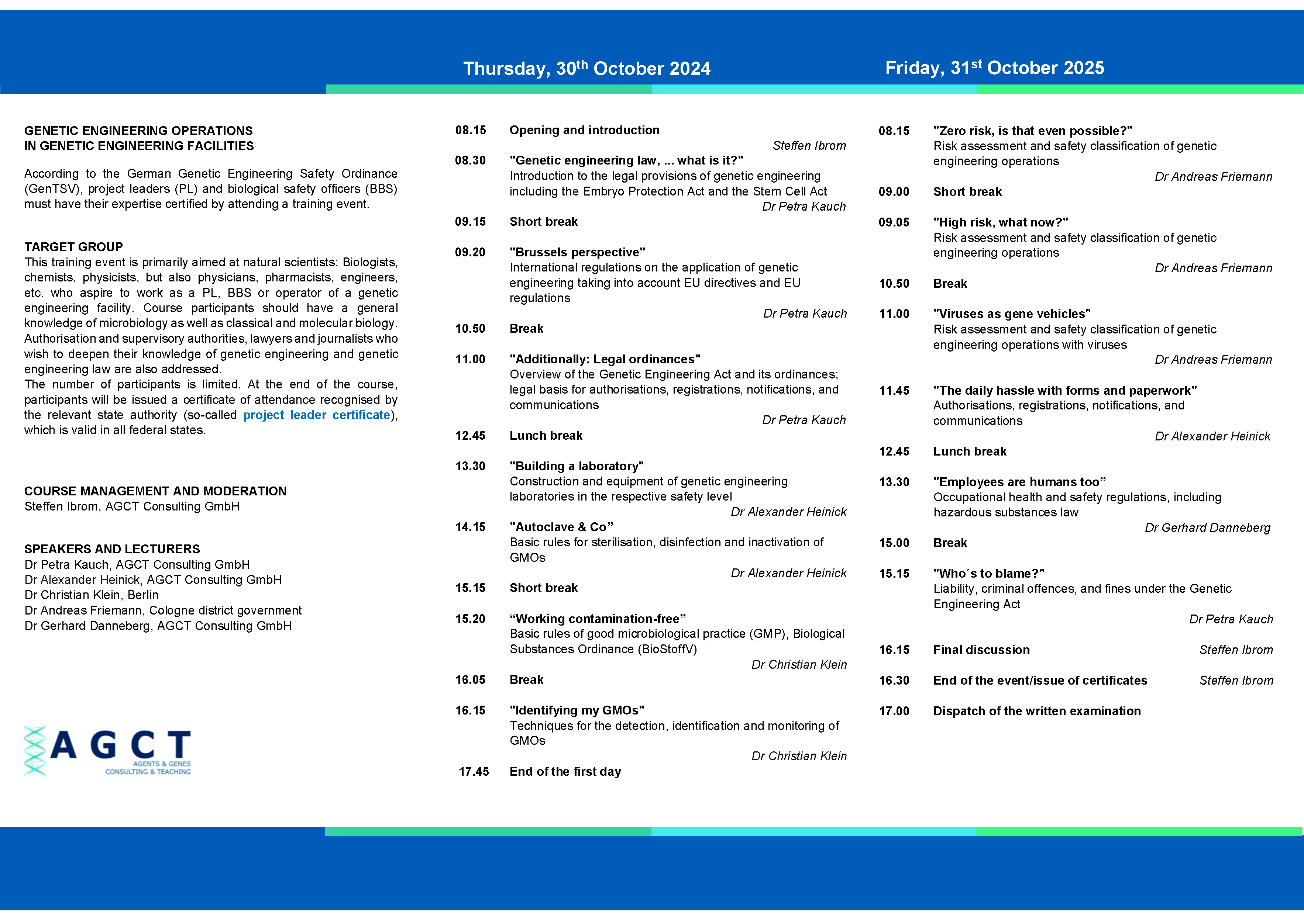 AGCT Projektleiterkurse (2-Tageskurse) – AGCT Consulting GmbH